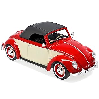 KK-Scale VW Beetle Cabrio Hebmueller 1949 Red/Cream 1:18